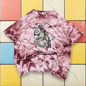 Vintage Costa Rica Sloth Tie Dye Tee Y2K Men S Red White Animal Souvenir Shirt